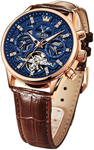 Luxury Mechanical Dress Watch with Moon Phase & Luminous Display