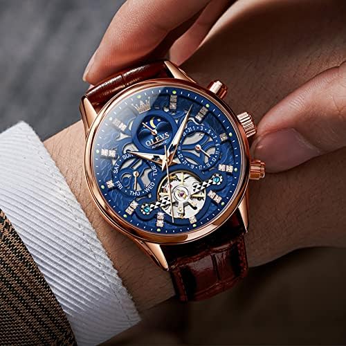 Luxury Mechanical Dress Watch with Moon Phase & Luminous Display