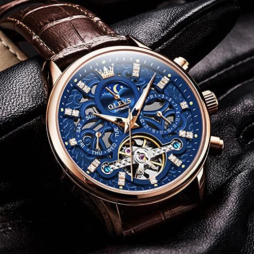 Luxury Mechanical Dress Watch with Moon Phase & Luminous Display
