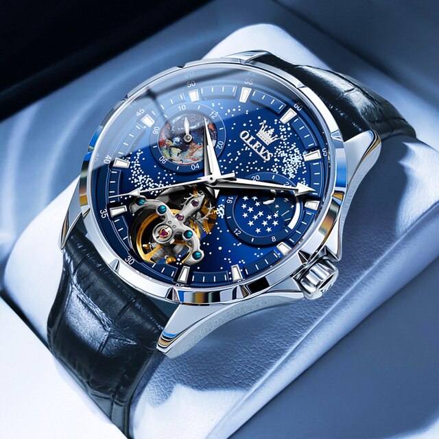 Automatic Mechanical Watch for Man Waterproof Luminous Moon Phase Fashion Dress