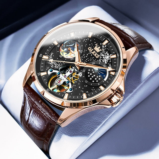 Automatic Mechanical Watch for Man Waterproof Luminous Moon Phase Fashion Dress