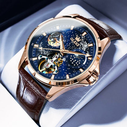 Automatic Mechanical Watch for Man Waterproof Luminous Moon Phase Fashion Dress