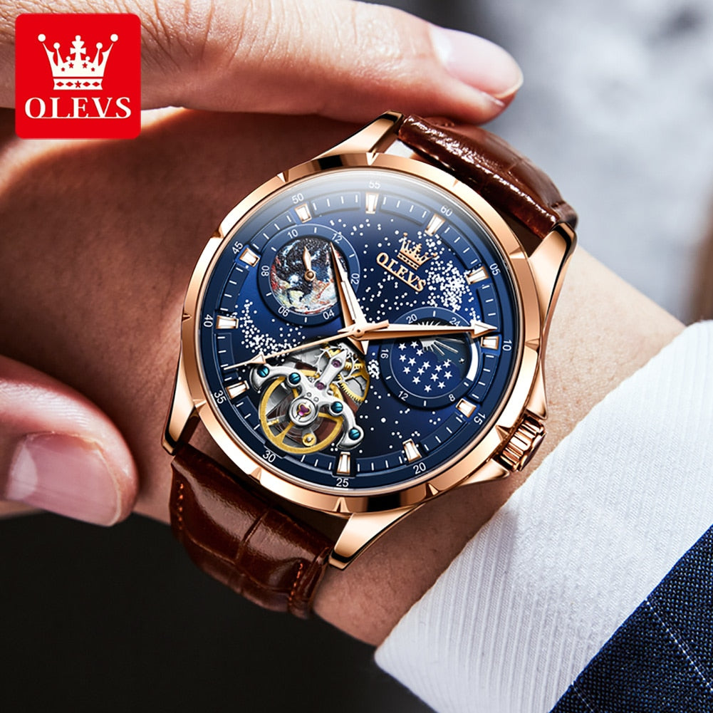 Automatic Mechanical Watch for Man Waterproof Luminous Moon Phase Fashion Dress