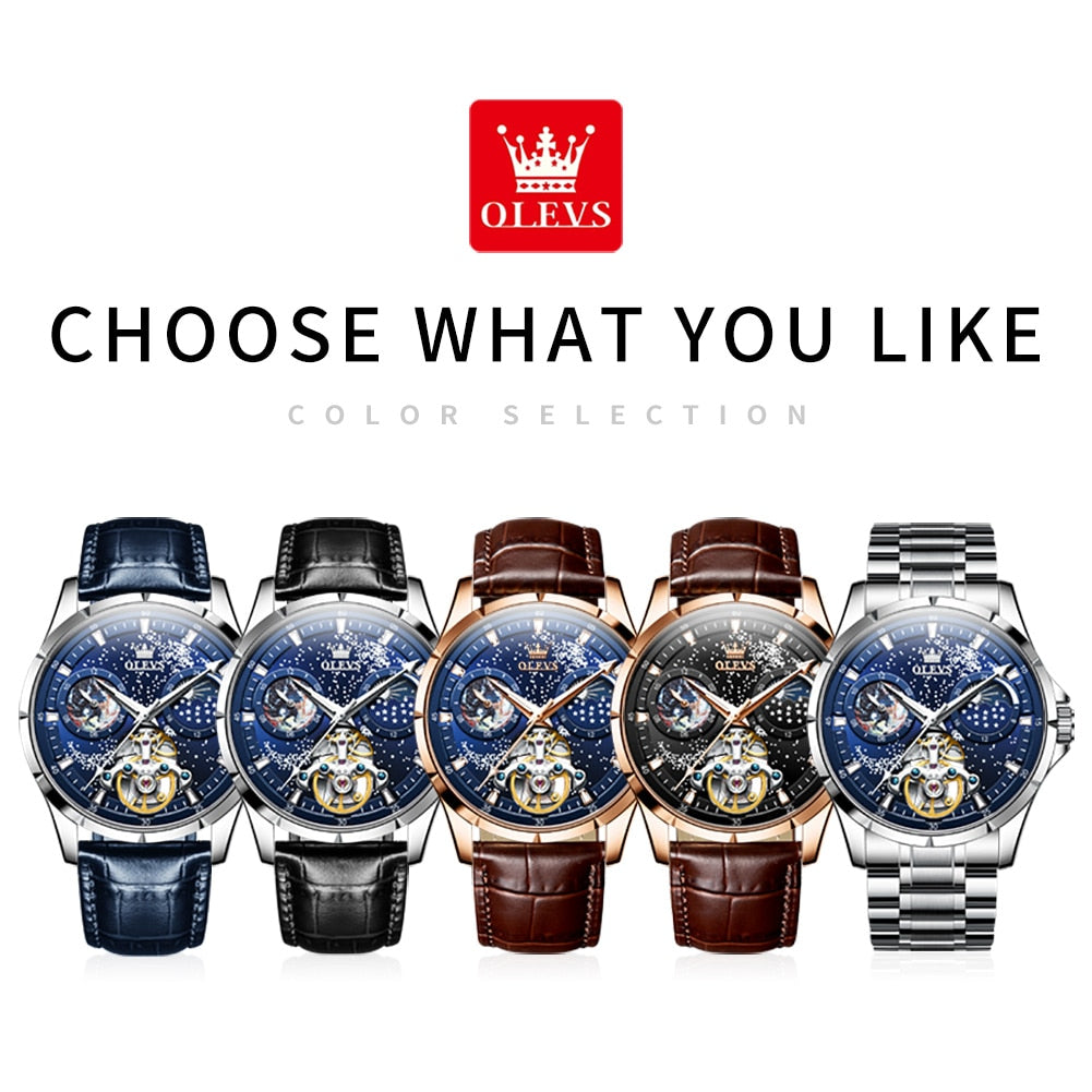 Automatic Mechanical Watch for Man Waterproof Luminous Moon Phase Fashion Dress