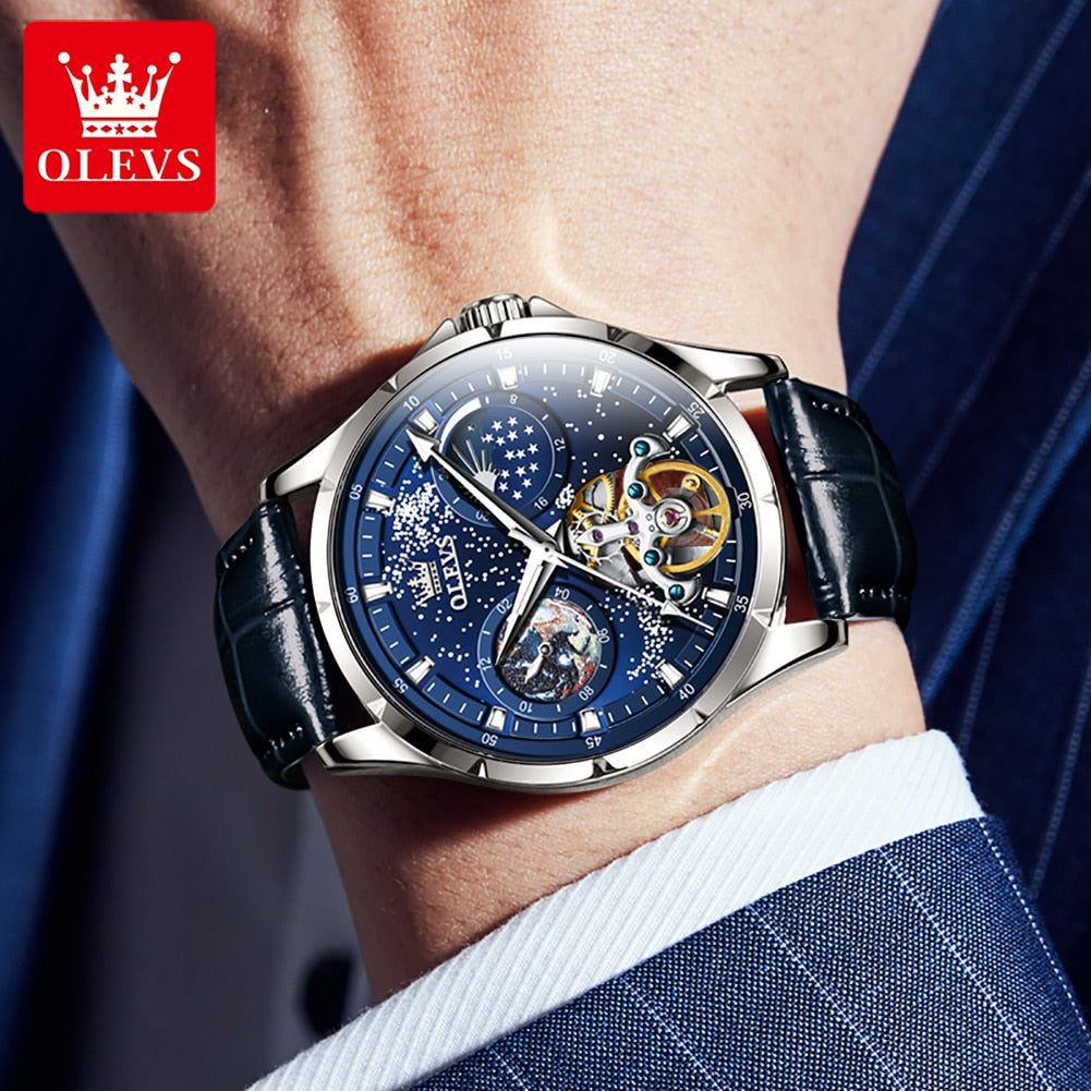 Automatic Mechanical Watch for Man Waterproof Luminous Moon Phase Fashion Dress