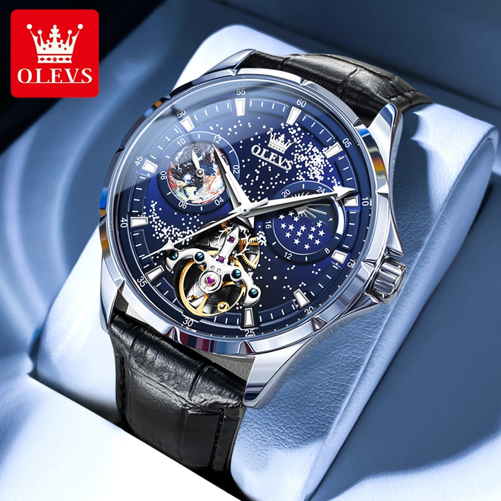 Automatic Mechanical Watch for Man Waterproof Luminous Moon Phase Fashion Dress