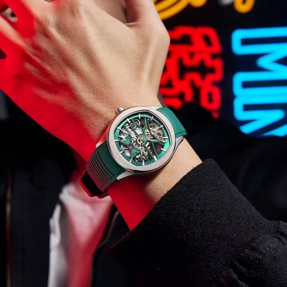 Automatic Skeleton Men’s Watch – Steel Case & Strap