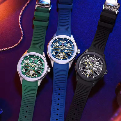 Automatic Skeleton Men’s Watch – Steel Case & Strap