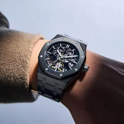 Luxury Automatic Skeleton Men’s Watch – Steel, Luminous, 30M