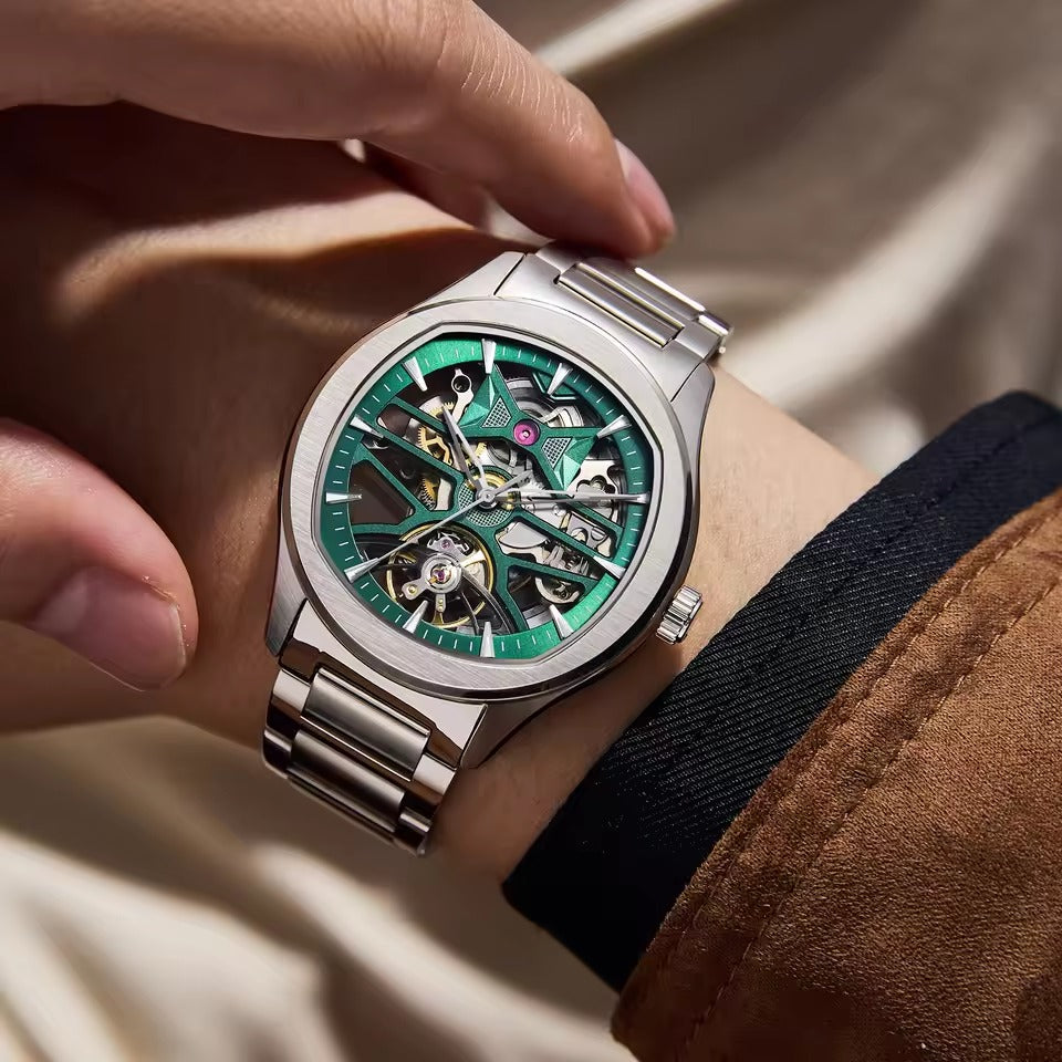 Automatic Skeleton Men’s Watch – Steel Case & Strap