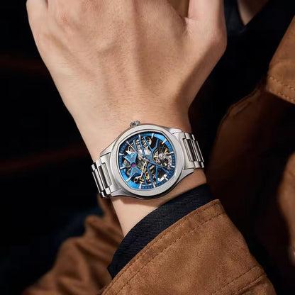 Automatic Skeleton Men’s Watch – Steel Case & Strap