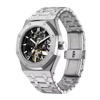 Luxury Automatic Skeleton Men’s Watch – Steel, Luminous, 30M