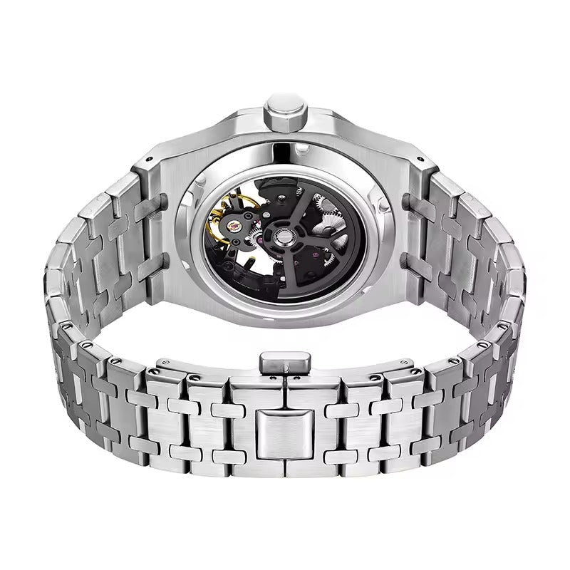 Luxury Automatic Skeleton Men’s Watch – Steel, Luminous, 30M