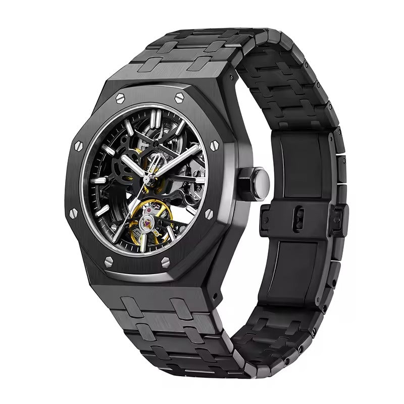 Luxury Automatic Skeleton Men’s Watch – Steel, Luminous, 30M