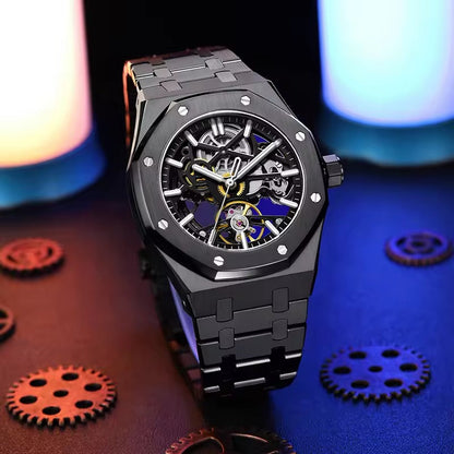 Luxury Automatic Skeleton Men’s Watch – Steel, Luminous, 30M