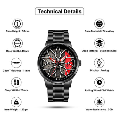 HMN™ INDIA Velocity M8 Wheels Rolling Creative Watch - Series D