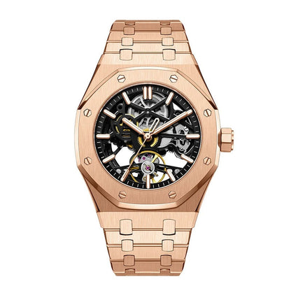 Luxury Automatic Skeleton Men’s Watch – Steel, Luminous, 30M